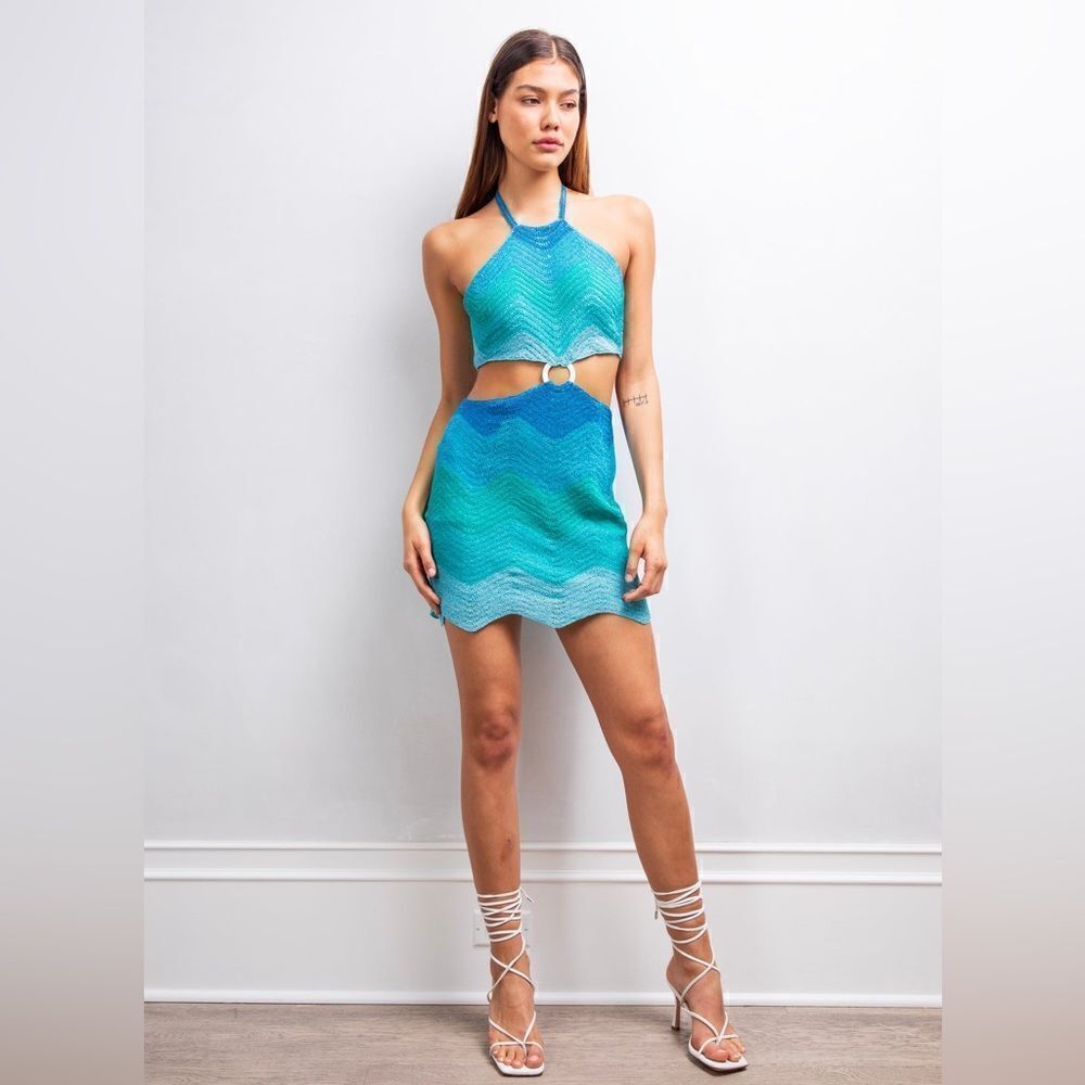Free People x Lisa Marie Soul Chaser Dress in Ombre Blue / Size M - Picture 3 of 12